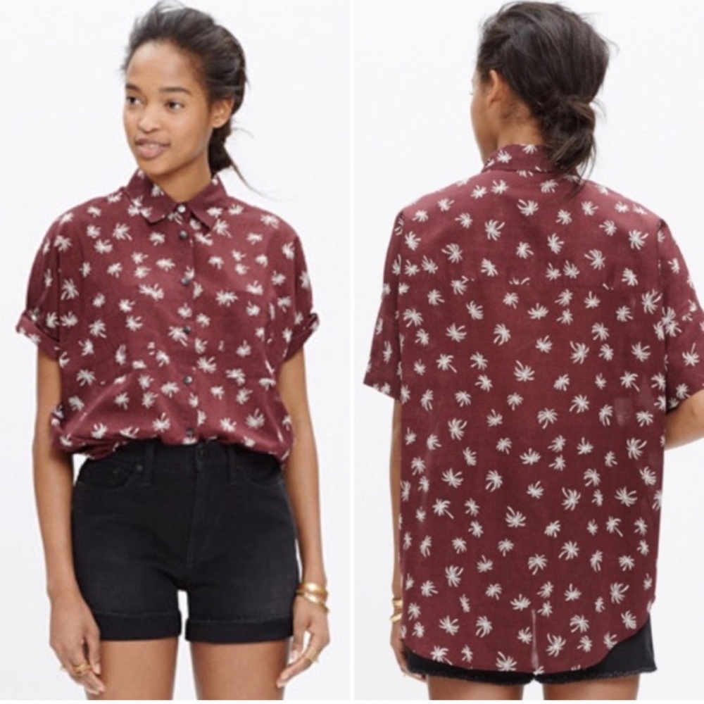 SALE Madewell Palm Tree Button Down short sleeve shirt